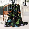 thumbnail image 2 of Black Dinosaurs Eggs Cacti Pattern Blanket,Comfortable Soft Flannel Throw Blanket,All Season,Warm Lightweight Blankets for Sofa Bed Couch Living Room Chair,40"x50", 2 of 4