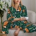 thumbnail image 6 of Pajama Sets for Women 2 Pcs, Fox Green Plants Button Down Long Sleeve Sleepwear Lounge PJ Sets, 6 of 6