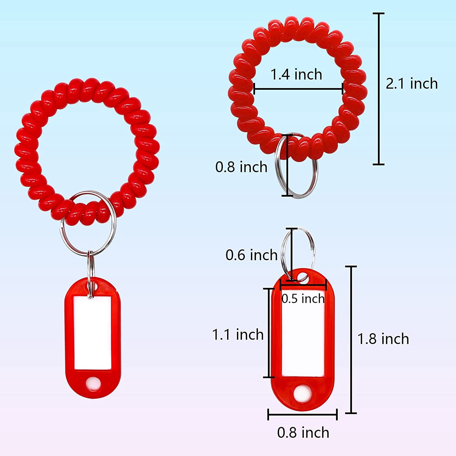 Key Ring Bracelet Coil Wristbands Key Tags With Labels 48 Counts Stretchable Wristband Tough Key Ring Bracelet Key Tags With Window Labels Tags Wristband Keychain For School Office Gym Indoor Outdoor