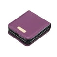 thumbnail image 4 of Slim Fit PU Leather Case for Samsung Galaxy Z Flip 5, Premium PU Leather Back [Wireless Charging Support] Shockproof Protective TPU Frame Case for Samsung Galaxy Z Flip 5 2023, Darkpurple, 4 of 5