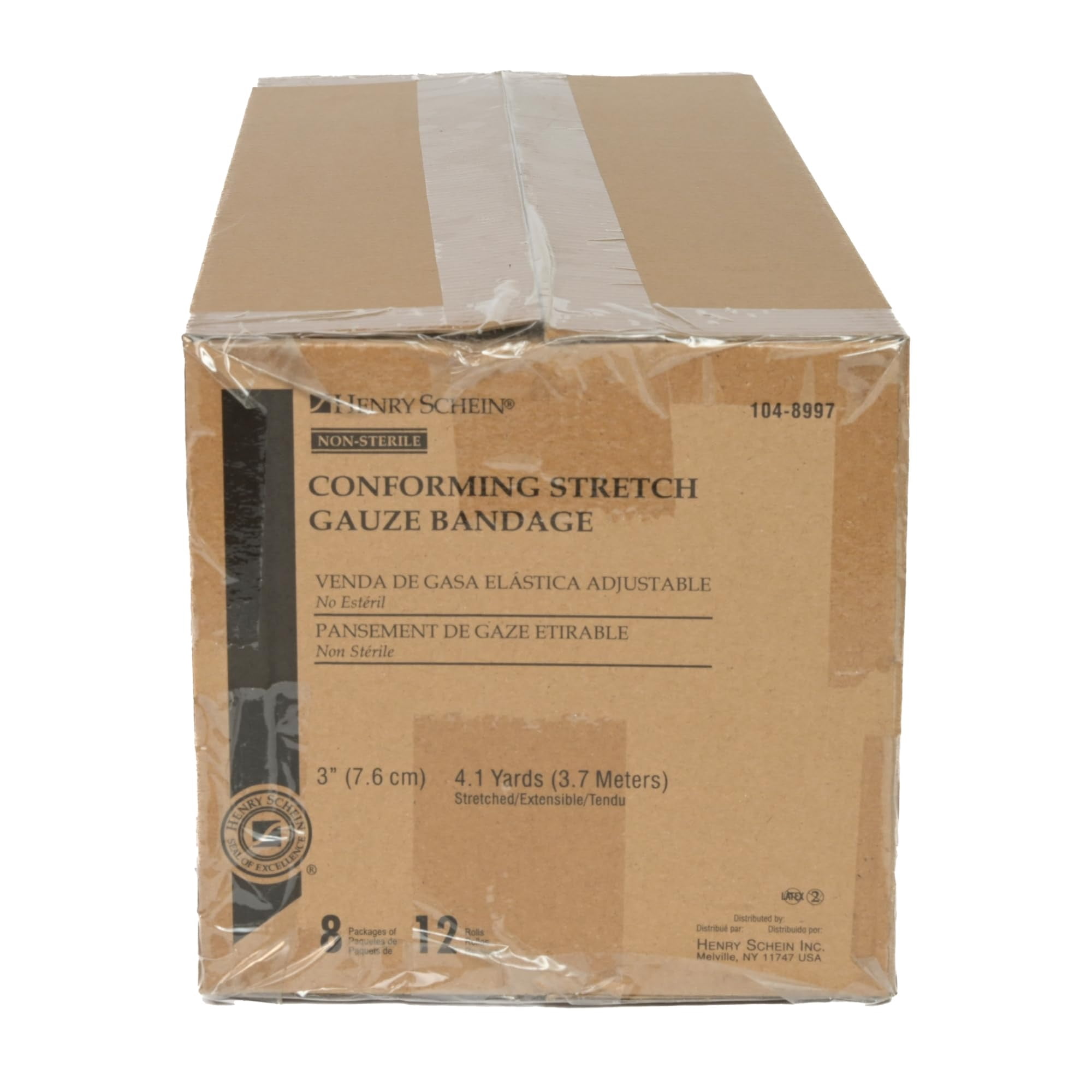Henry Schein Conforming Stretch Gauze Bandage, 3" x 4.1 yards, Pack of 12, 8 ply, Non-Sterile (144)