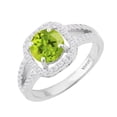 thumbnail image 2 of Sterling Silver with Natural Peridot and Genuine White Diamond Halo Ring, 2 of 3