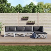 vidaXL 5 Piece Patio Lounge Set with Cushions White Steel