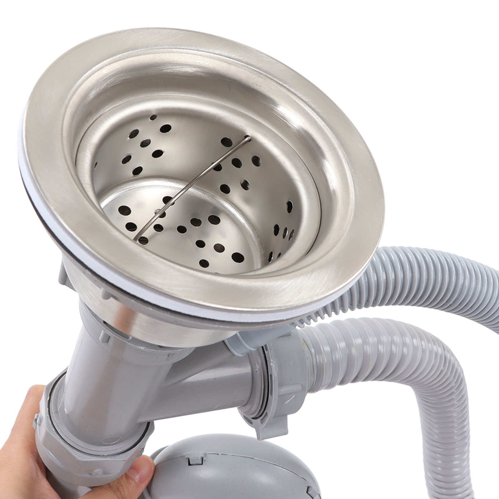 NestledNature Double Drains Pipe Set, Multi-Fit Bathroom Sink Drain Kit, Sink Drainer Pipe, Stainless Steel S Pipe, Bent With Double Drains Sewer Pipe Set For Bathroom Home Kitchen