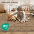 thumbnail image 4 of ODIKA 3'x5' Washable Throw Rug Stain Resistant, Low Profile, Non-Slip Warm Beige Elegance with Timeless Floral Motifs Intricate Border and Symmetrical Design for Entryway, Kitchen, Mudroom, 4 of 7
