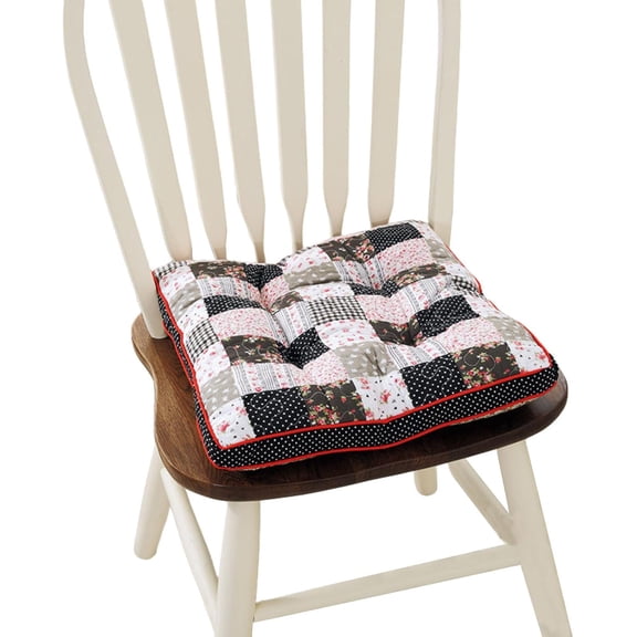 Boho Cotton Quilted Chair Cushion for Dining Chairs Non Slip Soft Comfortable Chair Pads with Ties Patchwork Printed Seat Cushion for Kitchen Chairs Office Chairs (Pattern O,16"x16")