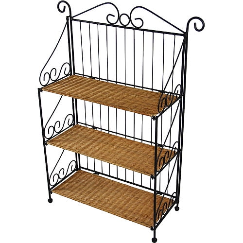 3-Tier Shelf, Wicker/Steel