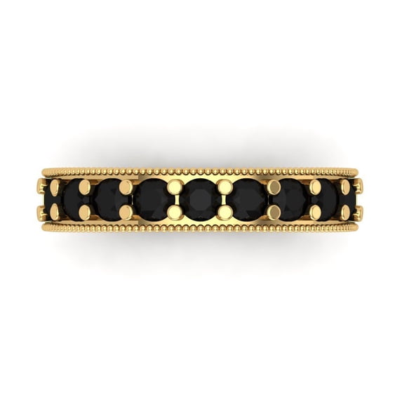 1.81 ct Brilliant Round Cut Natural Onyx 14k Yellow Gold Band SZ 9