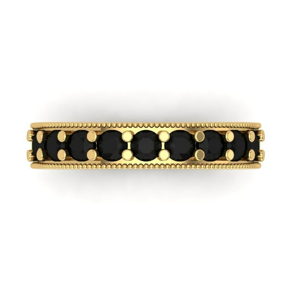0.81 ctw Wedding Band for Women - 18K Yellow Gold Natural Onyx Stackable Eternity Ring