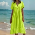 thumbnail image 6 of Blmnix Fit & Flare Women's Dresses Vacation Dress Beach Dress Petticoat V-Neck Cocktail-Length Short Sleeve Women's Summer Dresses,XL, 6 of 8