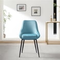thumbnail image 6 of Set of 2 Kitchen Dining Chairs, Upholstered Accent Chairs with Curved Backrest, Flannel Fabric Mid Century Dinner Chair Modern Side Chair with Tapered Metal Legs for Living Dining Room Bedroom, Blue, 6 of 7
