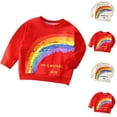 thumbnail image 4 of Odeerbi Kids Boys Girls Crewneck Sweatshirts Rainbow Pattern Pullover Sweatshirts Children Round Neck Long Sleeve T-shirt Style Pullover Sweatshirt Top White, 4 of 4