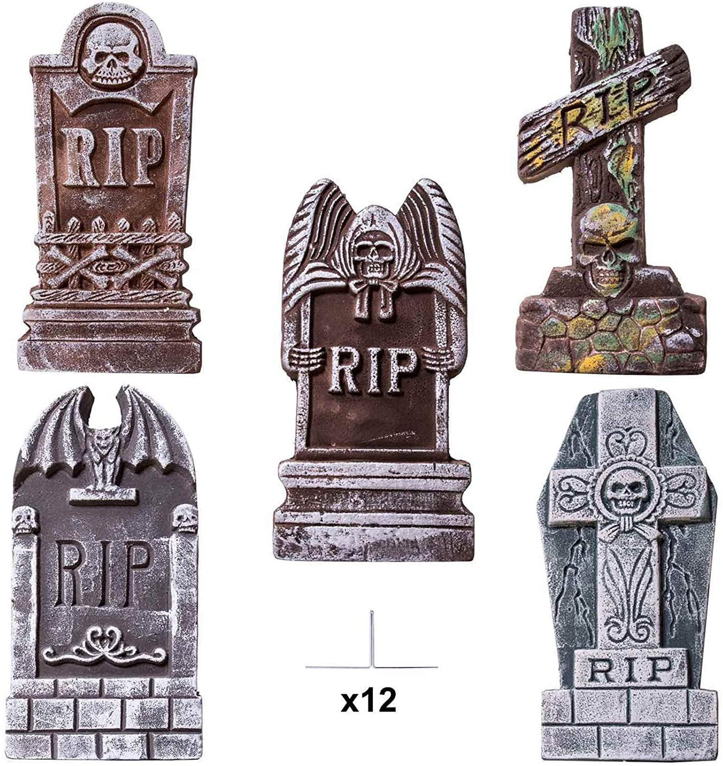 Headstone Decorations 17” Halloween Foam RIP Graveyard Tombstones 5 Pack 