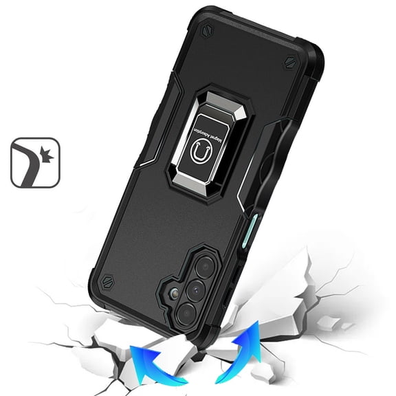 For Samsung Galaxy A16 5G Hybrid Stand Magnetic Ring Holder Stand Kickstand Heavy Duty Rugged Drop Silicone Shockproof Cover ,Xpm Phone Case [ Black ]