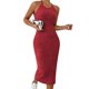thumbnail image 3 of TaTaai Women's Ribbed Halter Neck Midi Dress Sleeveless Round Neck Fitted Bodycon Solid Knee Length for Summer Beach Party Daily Casual Wear Soft Stretchy Gift, 3 of 6