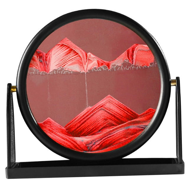 yuksok 3D Sand Painting 360 Rotation Desktop Table Picture for Living Room Red