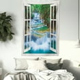 thumbnail image 4 of Landscape Tapestry, Open Window to River Flowing Down inside a Forrest with Lush Spring Season Trees, Wall Hanging for Bedroom Living Room Dorm Decor, 40W X 60L Inches, Blue Green, by Ambesonne, 4 of 5