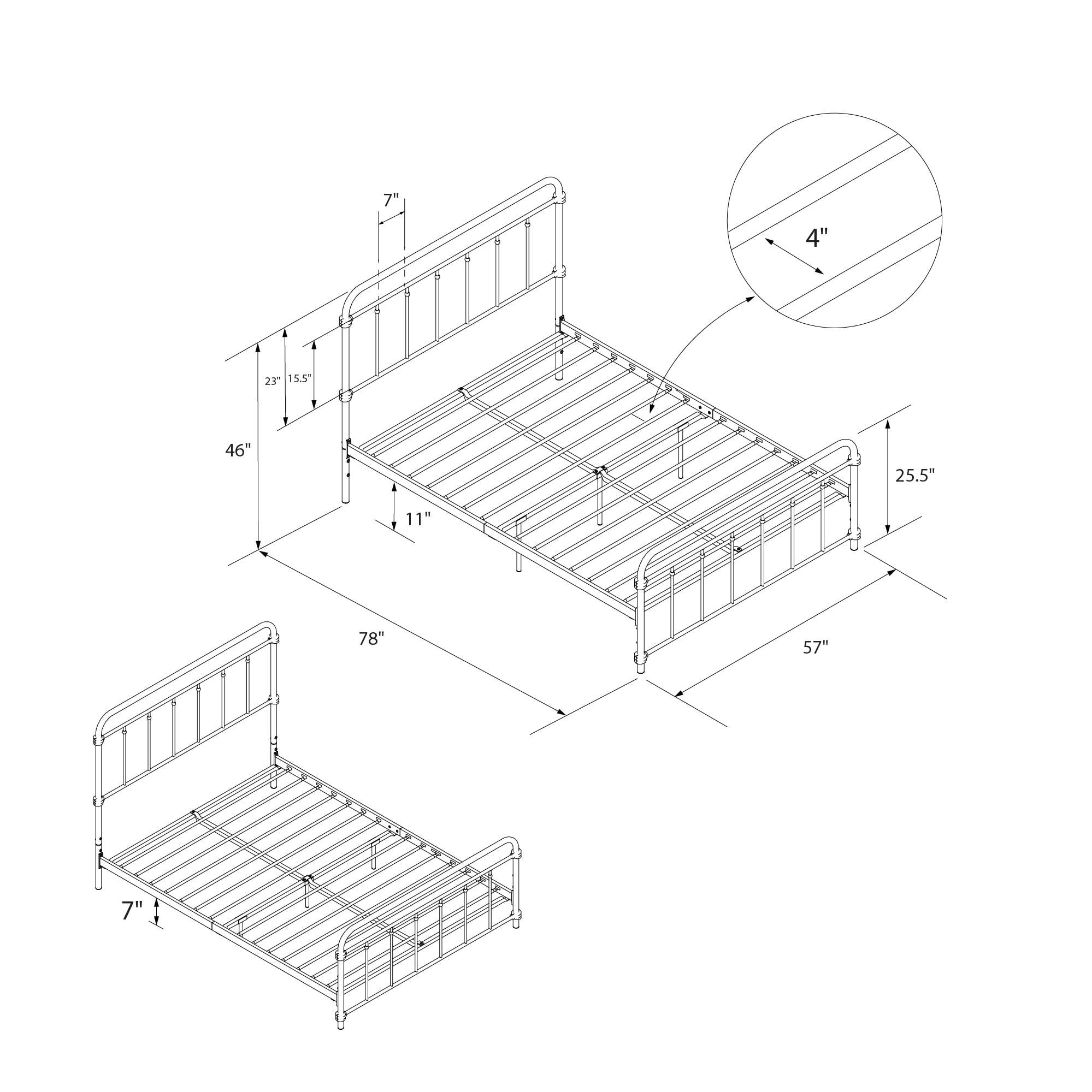 Desert Fields Wallace Metal Platform Bed, Twin, Black