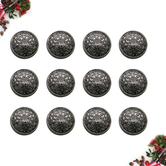 LEORX 30Pcs Black Metal Button for Clothes Rugged Hollow Design Easy Sew Fastener for Jackets