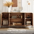 thumbnail image 3 of WAMPAT 61" Accent Cabinet with 4 Doors and Adjustable Shelves, Modern Credenza Storage Cabinet with Minimalist Reeded Design for Living Room, Kitchen, Dining Room, Hallway, 3 of 8