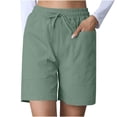 thumbnail image 2 of Zedker denim shorts women Drawstring Elastic Waist Loose Comfy with Pockets Casual Summer Green Plus L, 2 of 8