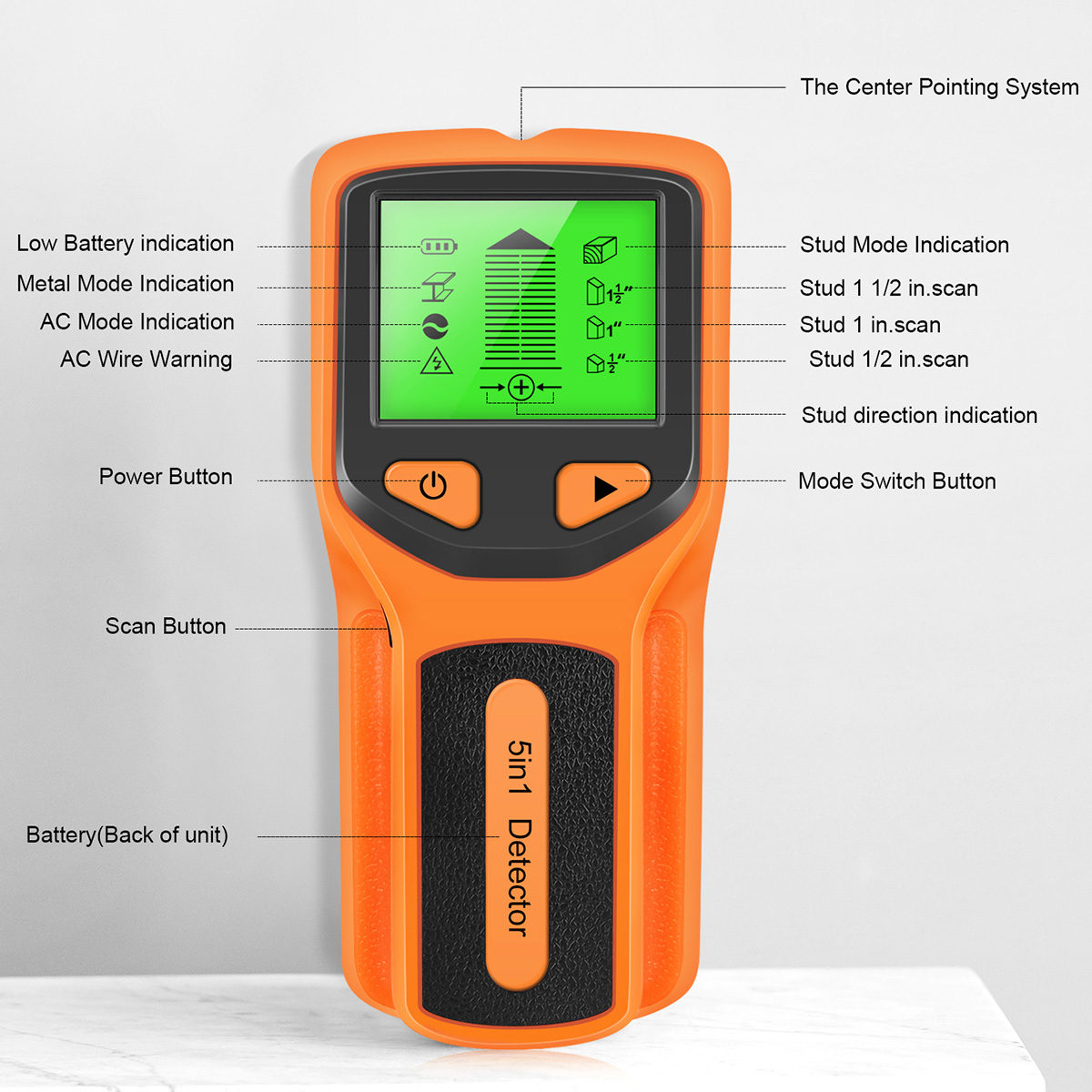 Stud Finder Sensor 5 In 1 Wall Scanner Electronic Stud Sensor Locator 