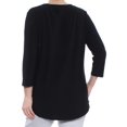 thumbnail image 3 of ALFANI Womens Black 3/4 Sleeve Keyhole Hi-Lo Top Size: XXL, 3 of 3