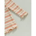 thumbnail image 5 of Toddler Baby Girl Shirt Casual Stripe Print Lettuce Trim Long Sleeve Tops Cute Pullovers, 5 of 7