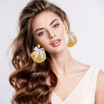 Censtreet Fabric Flower Earrings for Women Flower Dangle Drop Earrings Spring Statement Jewelry Gifts