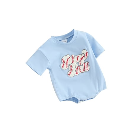 

Niceyoeuk Baby Summer Romper Short Sleeve Crew Neck Letter Embroidery Romper