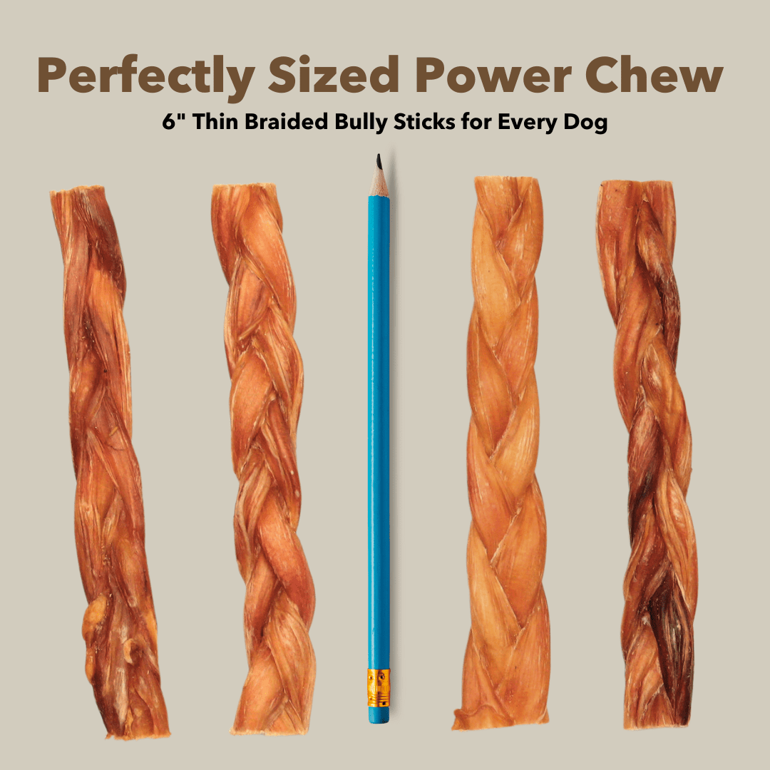 6" Braided Thin Bully Sticks