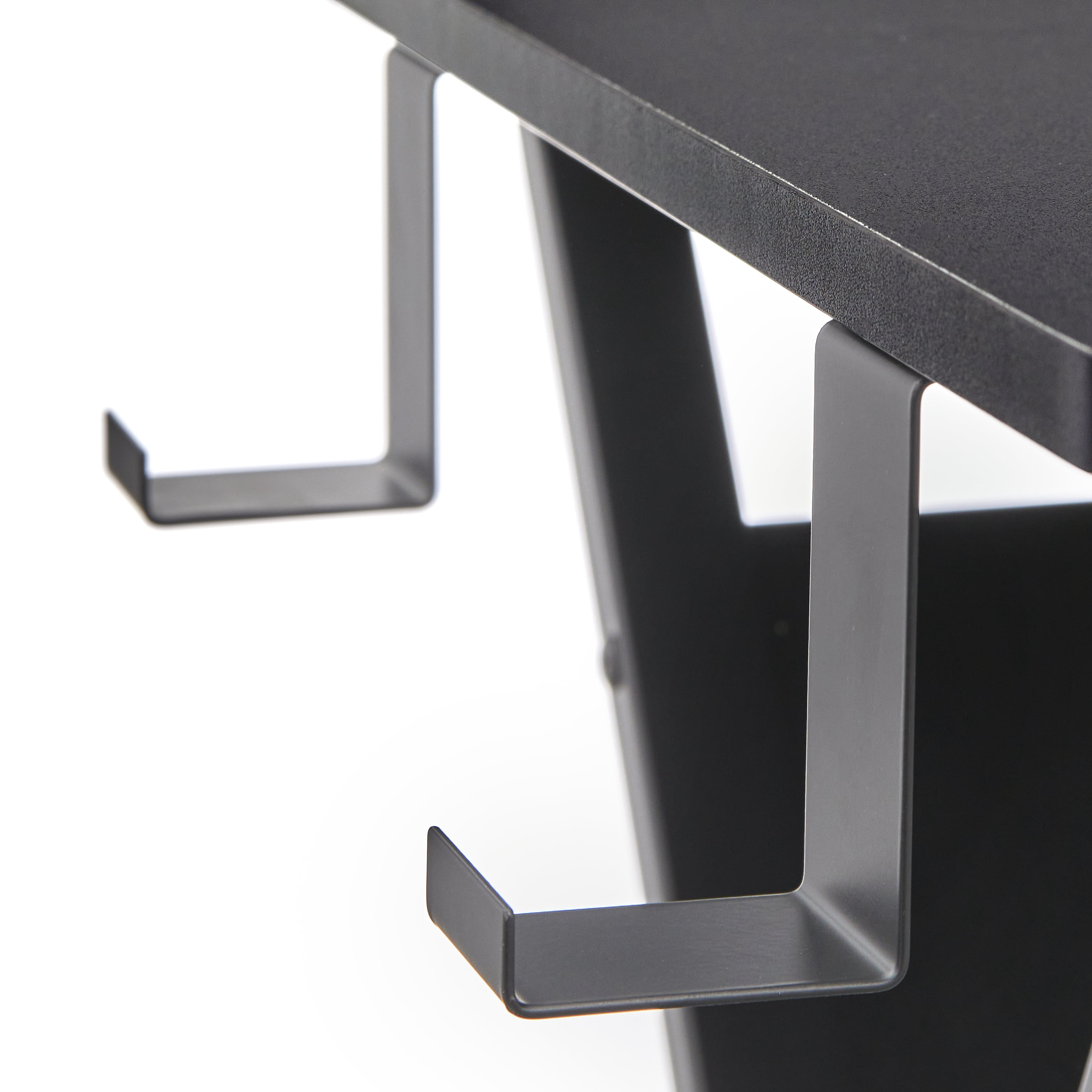 TMS Willmore Computer Desk with Hooks and Organizing Panel, Black Finish
