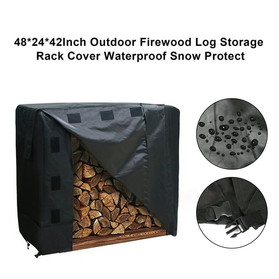 48*24*42Inch Outdoor Firewood Log Storage Rack Cover Waterproof Snow Protect