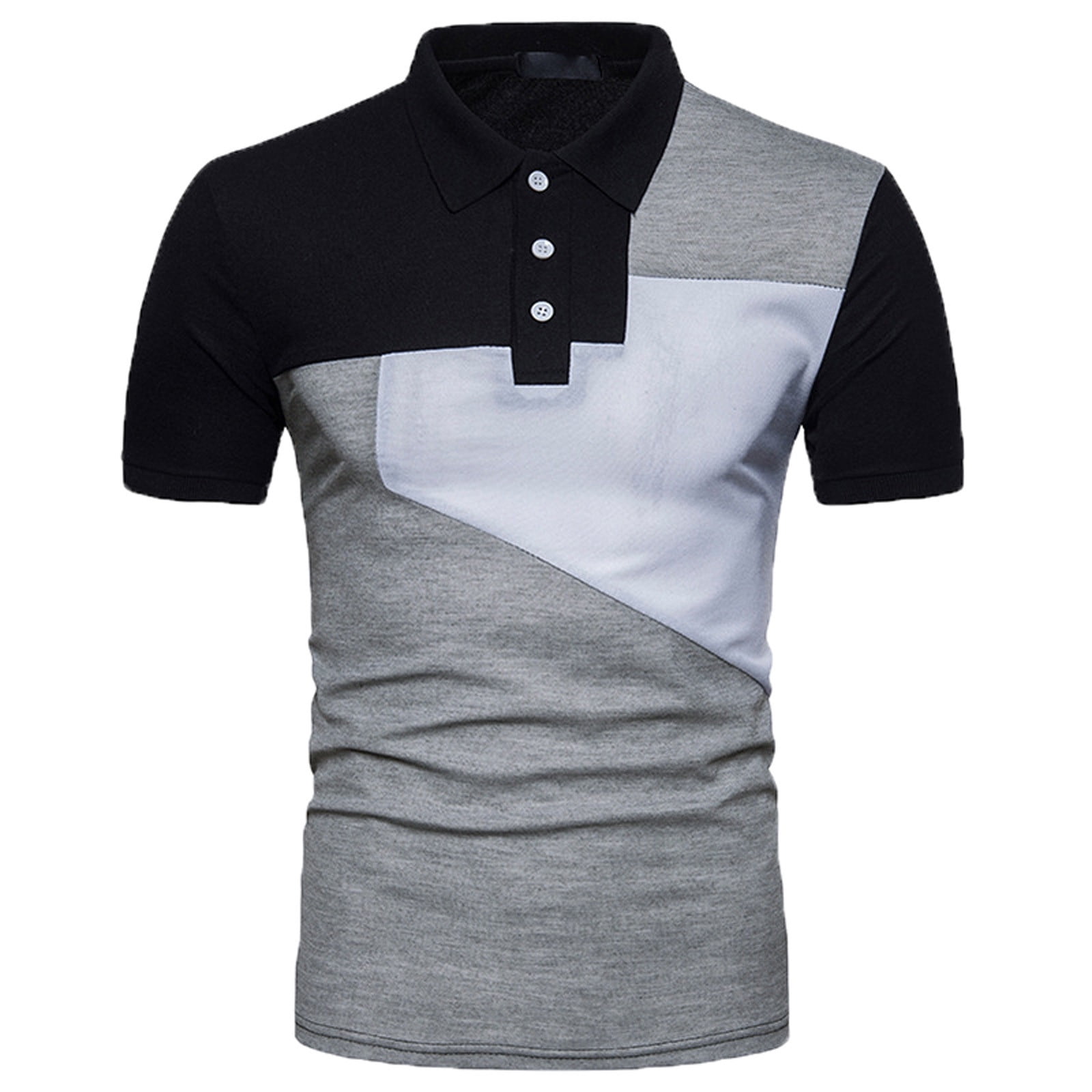 jsaierl Mens Polo Shirts Slim Fit Short Sleeve Tops Color Block Summer ...