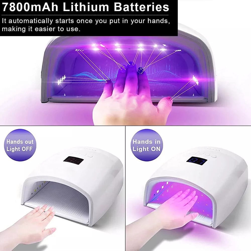 48W Cordless LED UV Nail Lamp Gel Polish Dryer Rechargeable Fast Curing Nail Lamp Wavelength 365nm 405nm 610nm 5–7 hours per charge Input Voltage: 100–240V Output Voltage: 110–120V, 60Hz Charging Tim