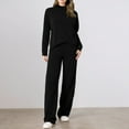 thumbnail image 2 of sususu Airport Outfits for Women 2025,Fall Sets Women's Knit Top and Wide Leg Pants Suit Comfortable Everyday Outfit for Autumn Winter Seasons - Black, 2 of 8