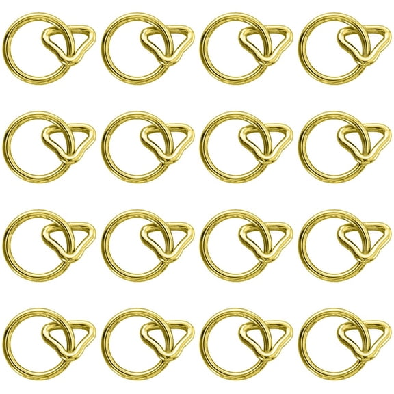 Hilason 1 Inch Loop 1/4 Ring Brass Plated Set of 16