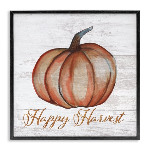 Stupell Industries Cottage Happy Harvest Pumpkin Country Rustic Black Framed Giclee Art, 24 x 24, by Yass Naffas Designs