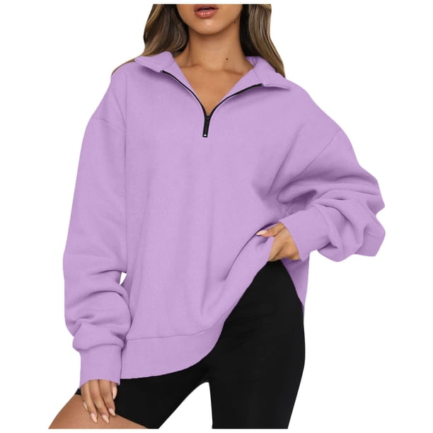 Sudadera con Cremallera de Manga Larga SCZ Mujer Púrpura Claro S