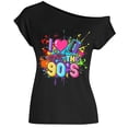 thumbnail image 3 of Trendfront Womens Retro Graphic Tee Tops Off The Shoulder Short Sleeve 90s Theme Print Casual Loose Fit T Shirts, 3 of 3