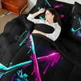 thumbnail image 4 of Castle Fairy Sport Ice Hockey 7 Pieces Bedding Comforter Set for Teens Women Men,Ball Gamer Full Bedding Set Lightweight,Graffiti Splash Fitted Sheet Flat Sheet,Breathable Home Decor, 4 of 8