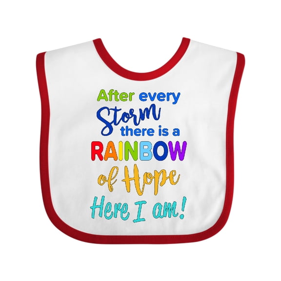 Inktastic After Every Storm, There is a Rainbow of Hope Here I Am Boys or Girls Baby Bib
