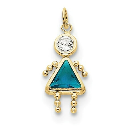 10k Yellow Gold December Girl Birthstone Charm