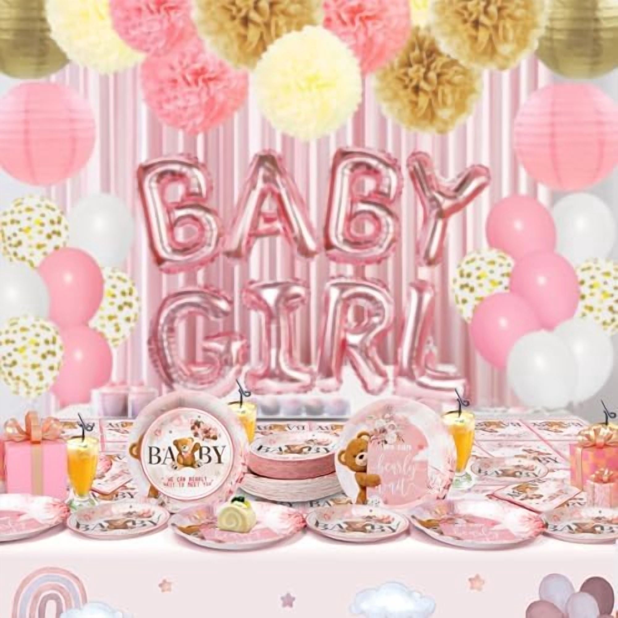 180PCS We Can Bearly Wait Baby Shower Decorations – Pink Bear Paper Plates and Napkins Set, Disposable Party Tableware Supplies for Girl Baby Shower$$Home Decor, Kitchen, & Other