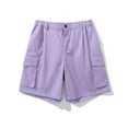 thumbnail image 4 of Viikei Men's Shorts with Side Pockets,Men Casual Fashion Solid Shorts with Pocket Elastic Waist Zipper Short Pants Purple XL, 4 of 6