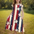 thumbnail image 7 of MKOSPLRT 6-15 Years Girls 4th of July Dresses Ruffle Sleeve Red White and Blue Midi Dress Flowy Swing Tiered Dress Summer Vacation Dress, 7 of 7
