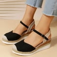 thumbnail image 4 of Modisza Women Espadrilles Wedge Sandals Summer Casual Walking Sandal Closed Toe Arch Support Shoes with Buckles Ankle Strap Black Size 5.5, 4 of 7
