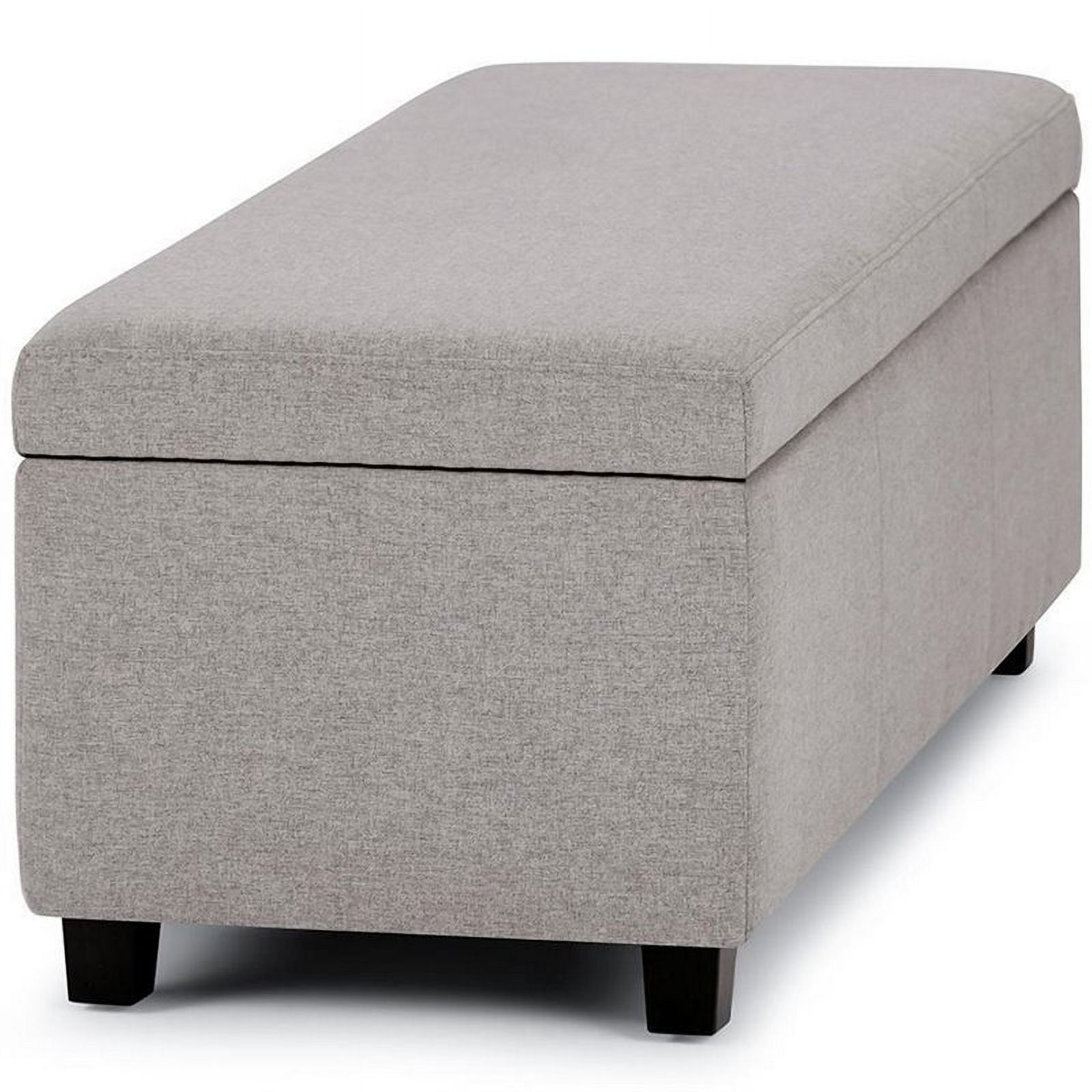 Avalon 48 inch Wide Contemporary Storage Ottoman Bench in Cloud Grey Linen Look Fabric