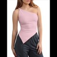 thumbnail image 1 of Blusa Asimétrica de Punto Sin Mangas con un Solo Hombro para Mujer, Estilo Y2K, Verano 2025 Rosa L, 1 of 7