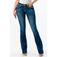 thumbnail image 2 of Grace in LA Women's Cross Wing Embroidered Distressed Stretch Bootcut Jeans (25, Blue), 2 of 3